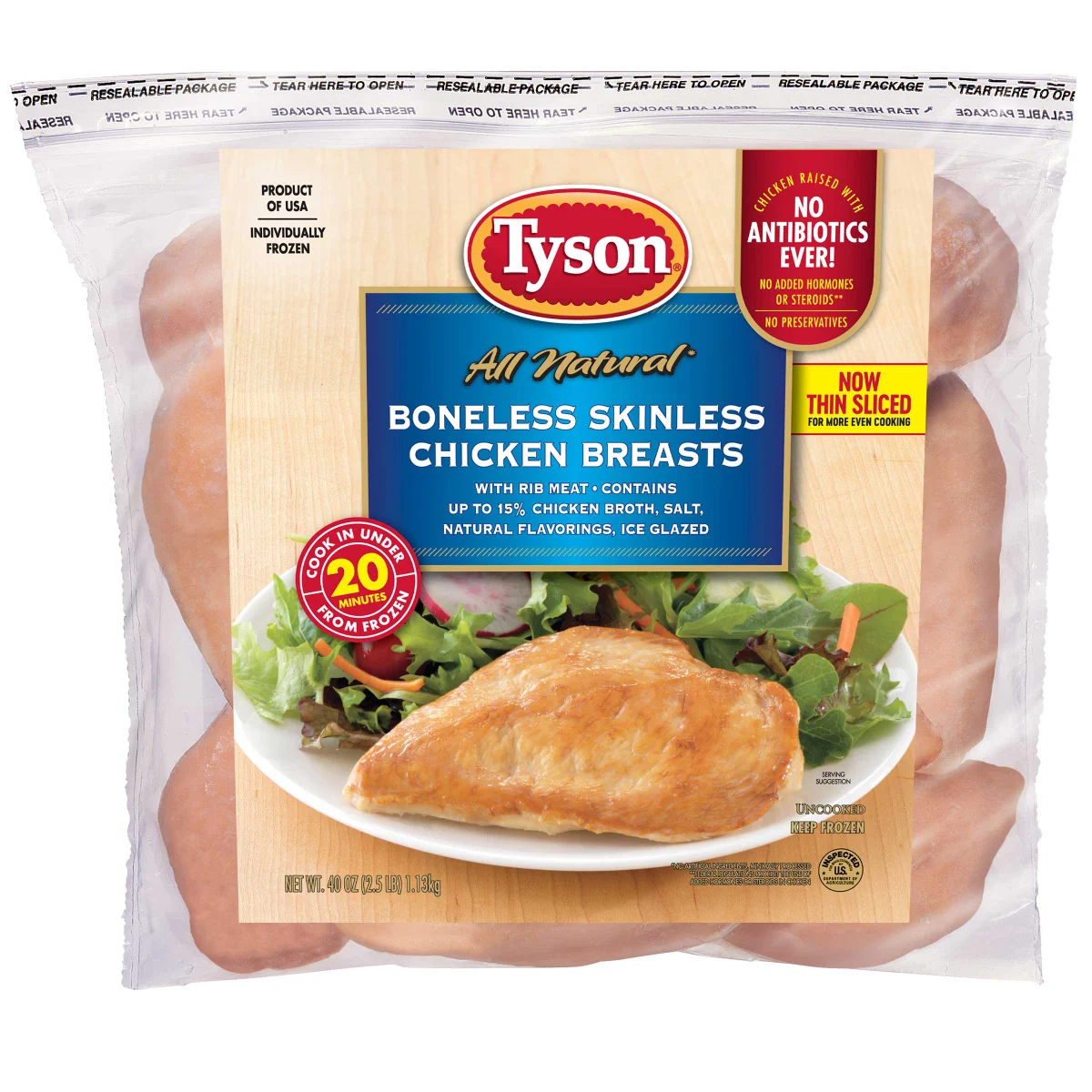 Tyson Boneless Skinless Chicken Breast 12/2.5#